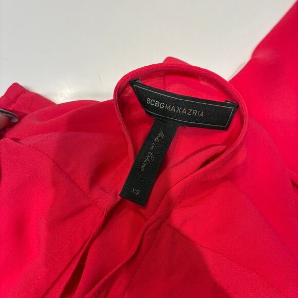 BCBGMAXAZRIA Red Chiffon Tiered High Low Tara Dress XS - Picture 4 of 10